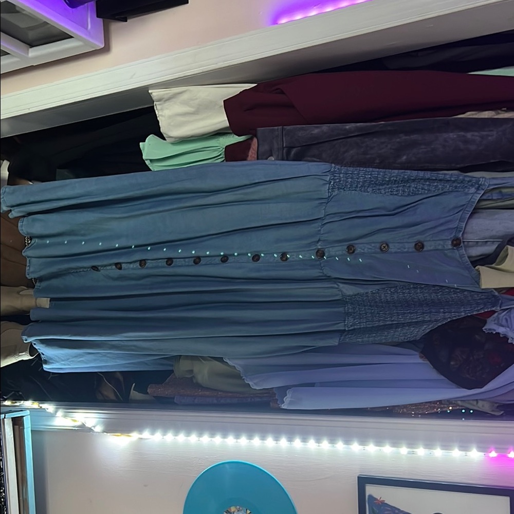 Blue Button-Down Dress